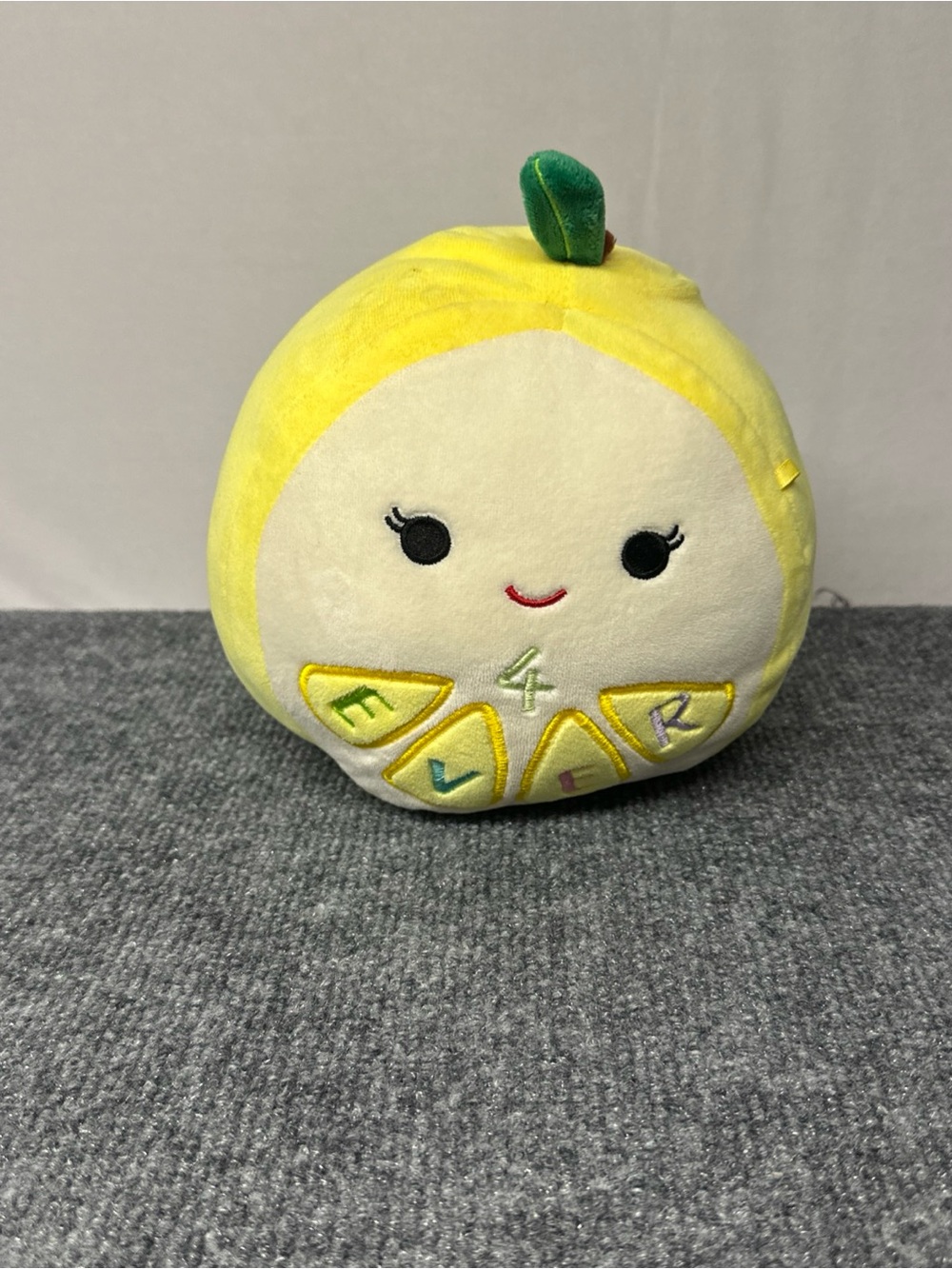 Squishmallows Yellow Lemon Plush with Green Leaf Accent